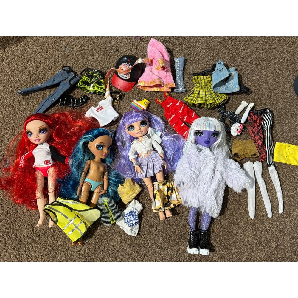 Rainbow High and Shadow High Fashion Dolls Lot with Clothes and Accessories